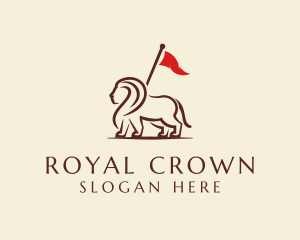 Royal - Royal Lion Flag Bearer logo design