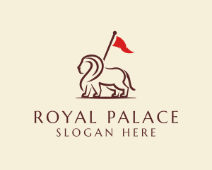 Kingdom - Royal Lion Flag Bearer logo design