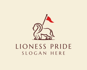 Lioness - Royal Lion Flag Bearer logo design