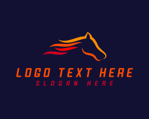 Equestrian - Race Fire Horse logo design