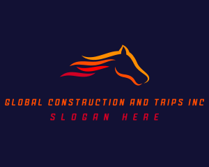 Pony - Race Fire Horse logo design