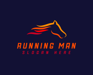 Riding - Race Fire Horse logo design