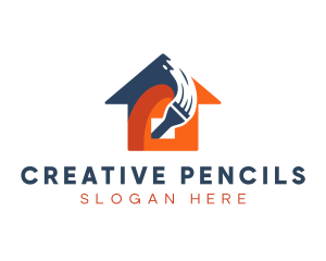 Home Improvement Paint Brush logo design