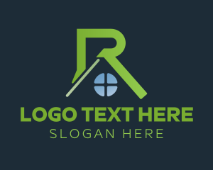Futuristic - Green Roof Letter R logo design