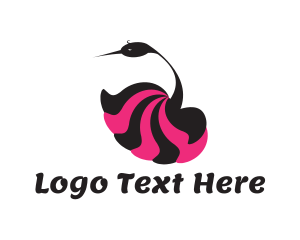 Pink Bird - Floral Swan Bird logo design