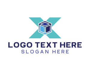 Letter X - Blue Cube X logo design