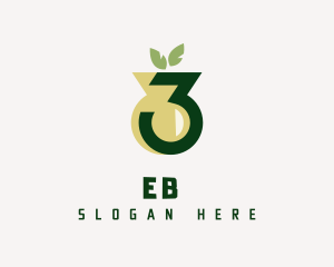 Vegetarian - Number 3 Plant Vase logo design