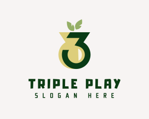 Three - Number 3 Plant Vase logo design
