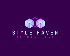 Block - Interlinked Tech Cube logo design