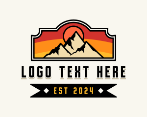 Sunset - Mountain Peak Hiker logo design