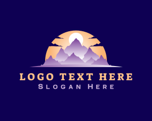 Mountain Range - Mountain Peak Sunset logo design