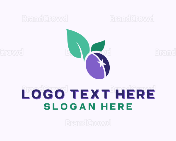 Organic Plum Fruit Logo