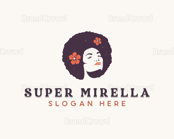 Floral Afro Woman Logo