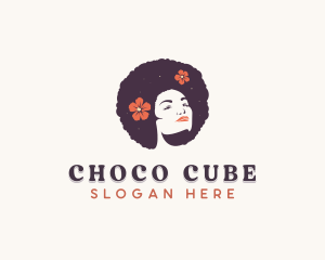 Hibiscus - Floral Afro Woman logo design