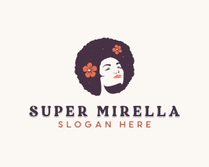 Spa - Floral Afro Woman logo design
