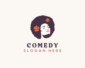 African - Floral Afro Woman logo design