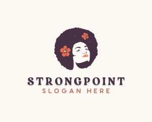 African - Floral Afro Woman logo design