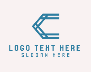 Robotic - Blue Truss Letter C logo design