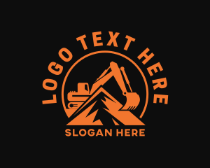 Excavator - Industrial Mountain Machinery logo design