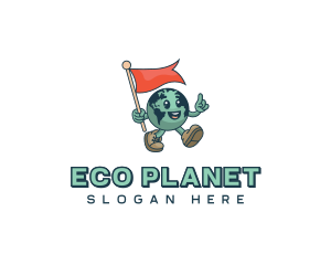 Flag Banner Eco Globe logo design