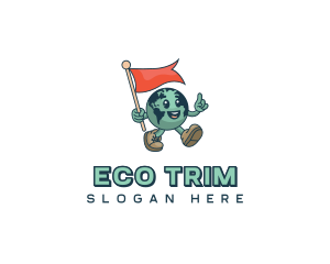 Flag Banner Eco Globe logo design