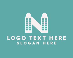 Letter N - Urban Skyscraper Tower logo design