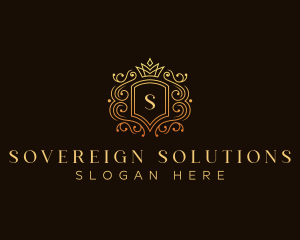 Sovereign - Royal Crown Shield Line logo design