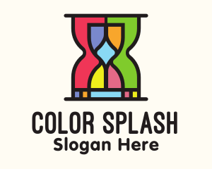 Colorful Hourglass Timer logo design