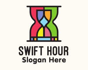 Colorful Hourglass Timer logo design