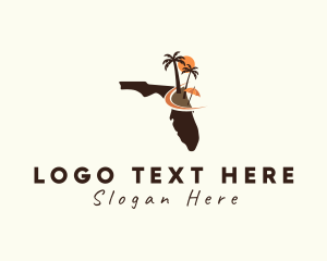 Scene - Florida Map Beach Scene logo design