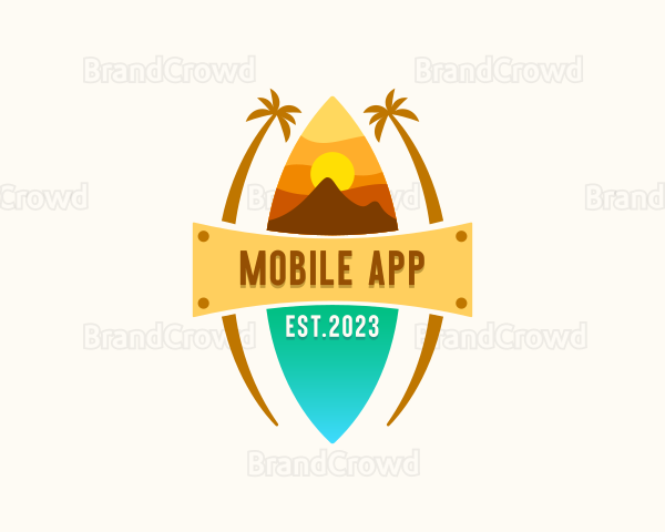 Tropical Beach Surfing Logo