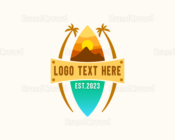 Tropical Beach Surfing Logo