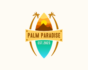 Tropical Beach Surfing logo design