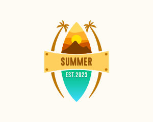 Tropical Beach Surfing logo design