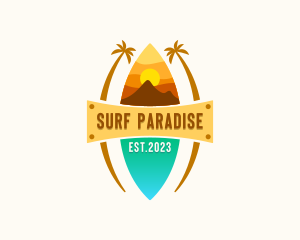 Tropical Beach Surfing logo design