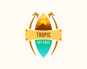 Tropical Beach Surfing logo design