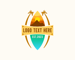 Island - Tropical Beach Surfing logo design