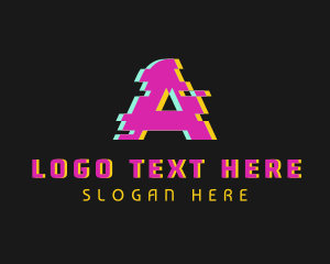 Cyberspace - Tech Glitch Letter A logo design