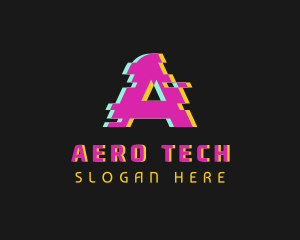 Tech Glitch Letter A logo design