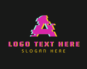 App - Tech Glitch Letter A logo design