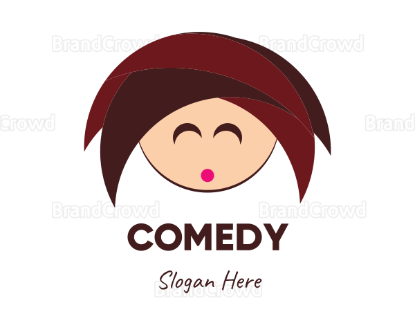 Cute Girl Cartoon Logo