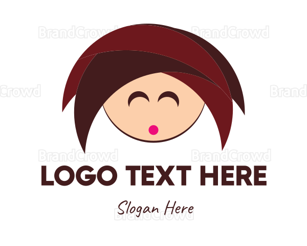 Cute Girl Cartoon Logo