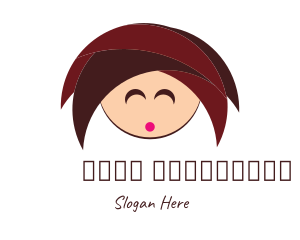 Pink Hair - Cute Girl Cartoon logo design