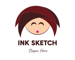 Cute Girl Cartoon logo design