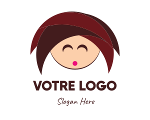 Cartoon - Cute Girl Cartoon logo design