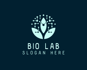 Biology - Bioengineering Circuit Leaf logo design