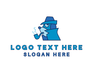 Cartoon - Smoking Dog Detective logo design