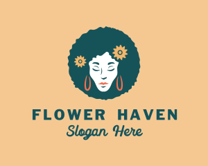 Flower Afro Woman logo design