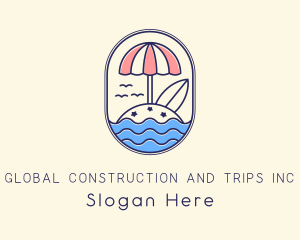 Surfboard - Island Resort Umbrella logo design