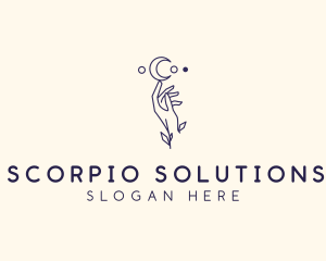 Astrology Moon Hand logo design